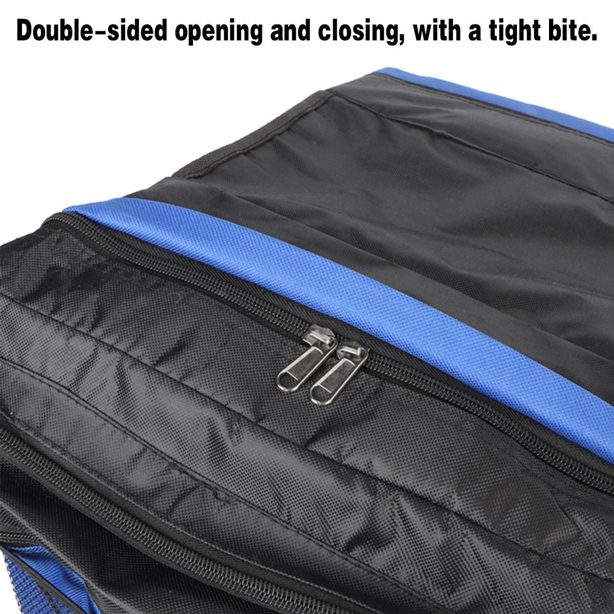 Premium Bicycle Rear Rack Pannier Bag with Double-Side Storage & Reflective Strips - Blue