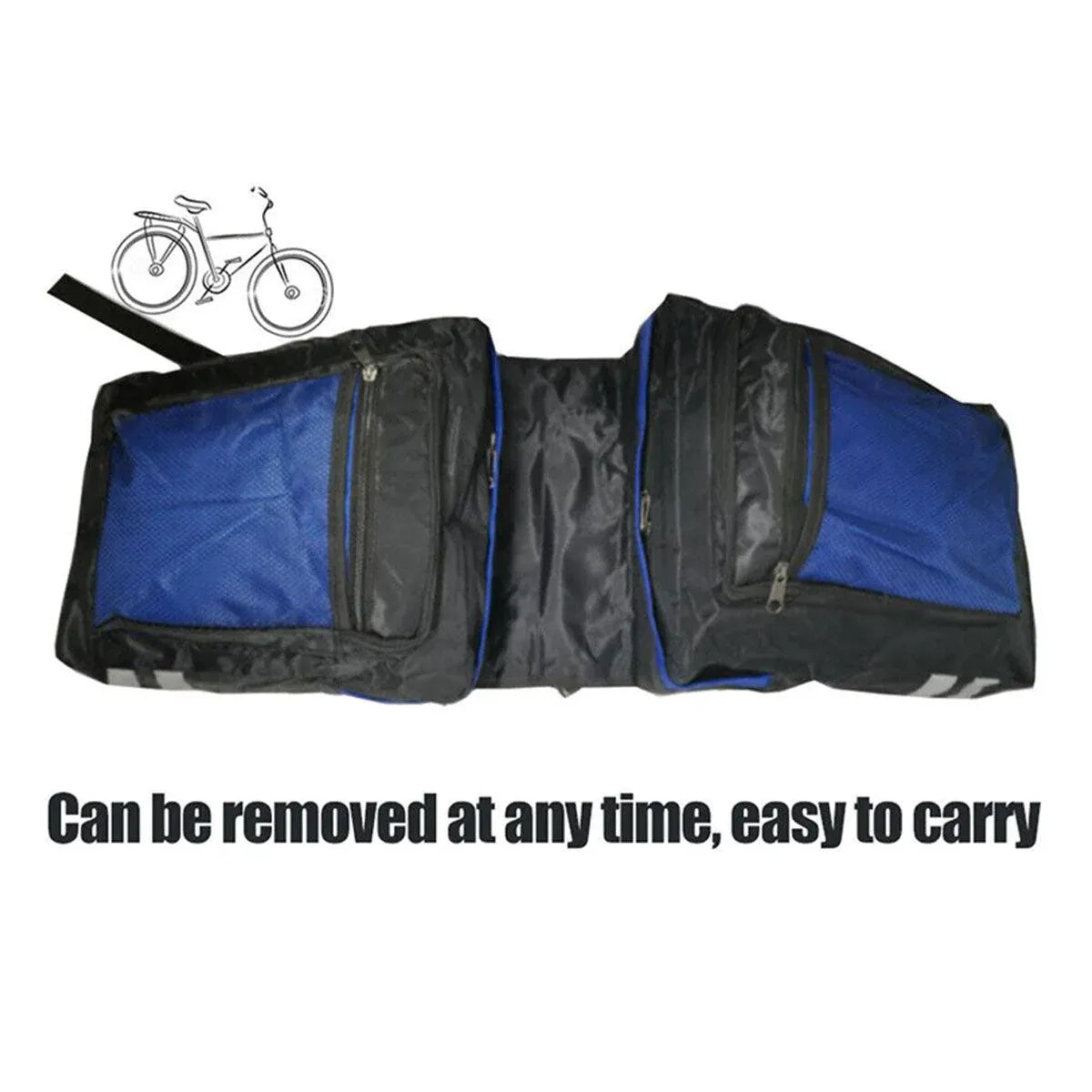 Premium Bicycle Rear Rack Pannier Bag with Double-Side Storage & Reflective Strips - Blue