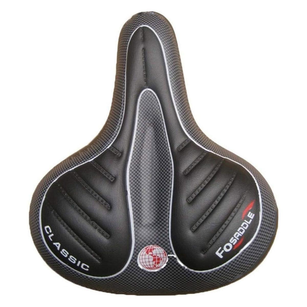 Premium Wide Cruiser Bicycle Saddle with Shock Absorbing Springs - Black