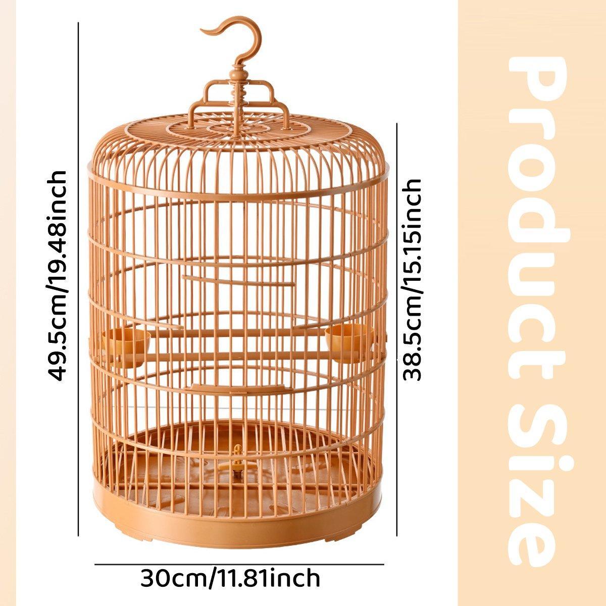 Portable Luxury Bird Round Cage, 49.5cm H x 30cm D, Lightweight, Easy Clean - SuperSaverAU - view 3
