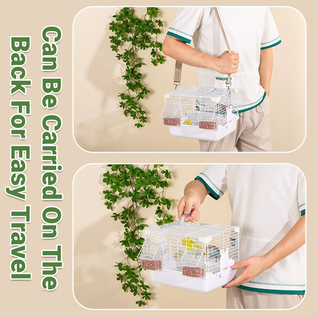 Premium Portable Bird Carrier Cage Backpack - Grey