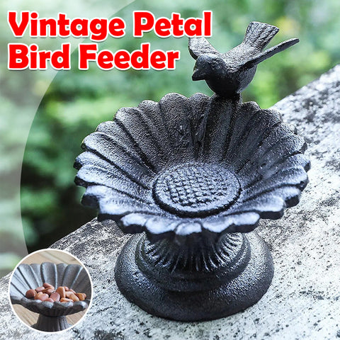Cast Iron Retro Petal Bird Feeder Basin 13cm x 12cm for Indoor/Outdoor Decor - SuperSaverAU - view 1