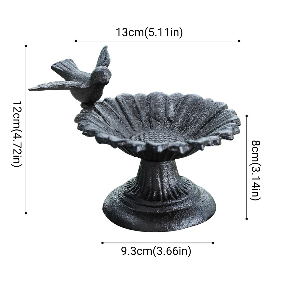Cast Iron Retro Petal Bird Feeder Basin 13cm x 12cm for Indoor/Outdoor Decor - SuperSaverAU - view 3