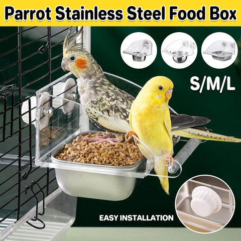 Premium Stainless Steel Bird Feeder Bowl Anti-Spill - L