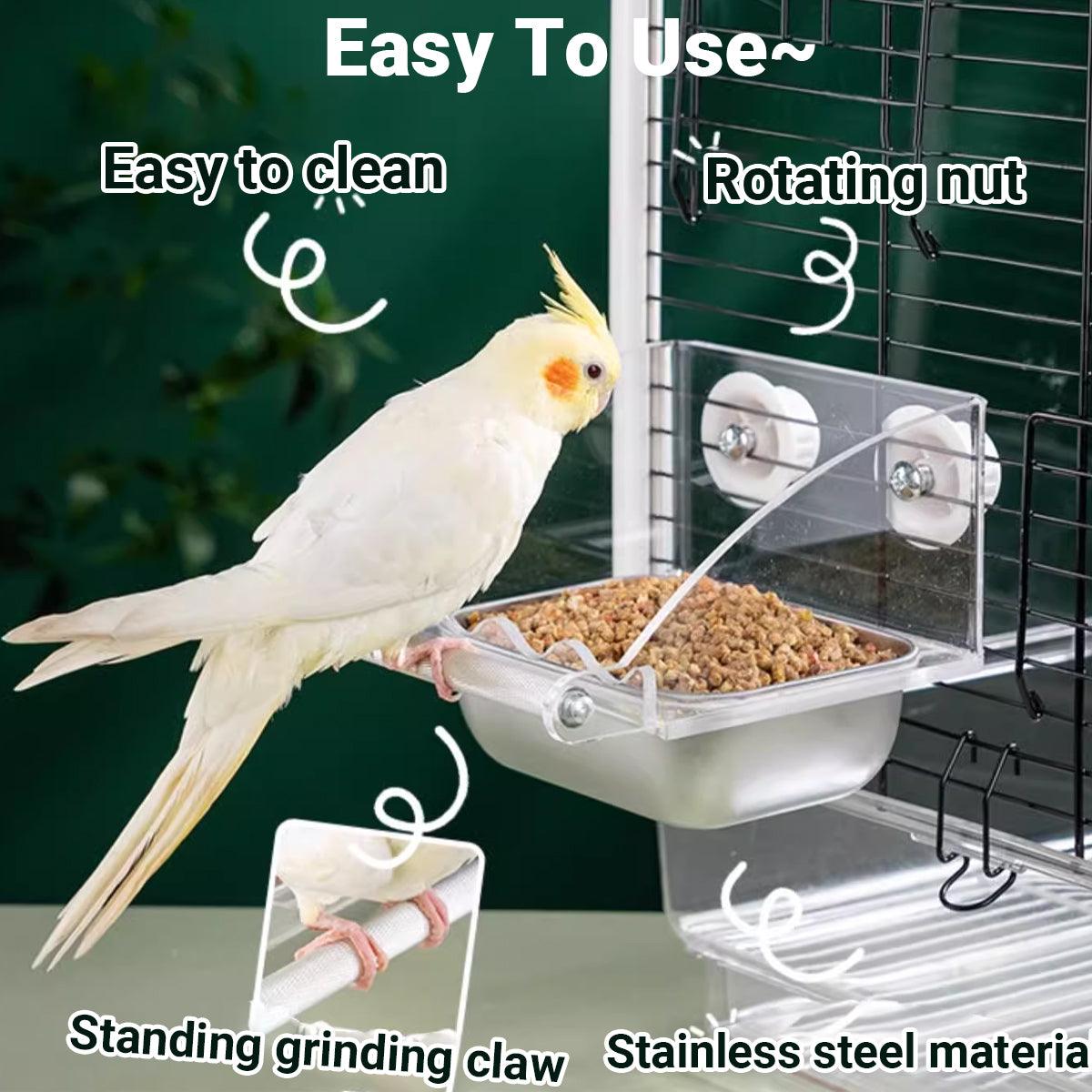 Premium Stainless Steel Bird Feeder Bowl Anti-Spill - L