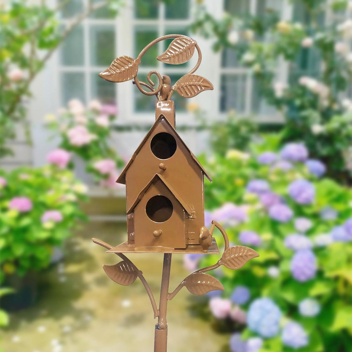 Rustic Copper Metal Birdhouse Garden Stakes - 5 Unique Designs, 170-200mm - SuperSaverAU - view 4