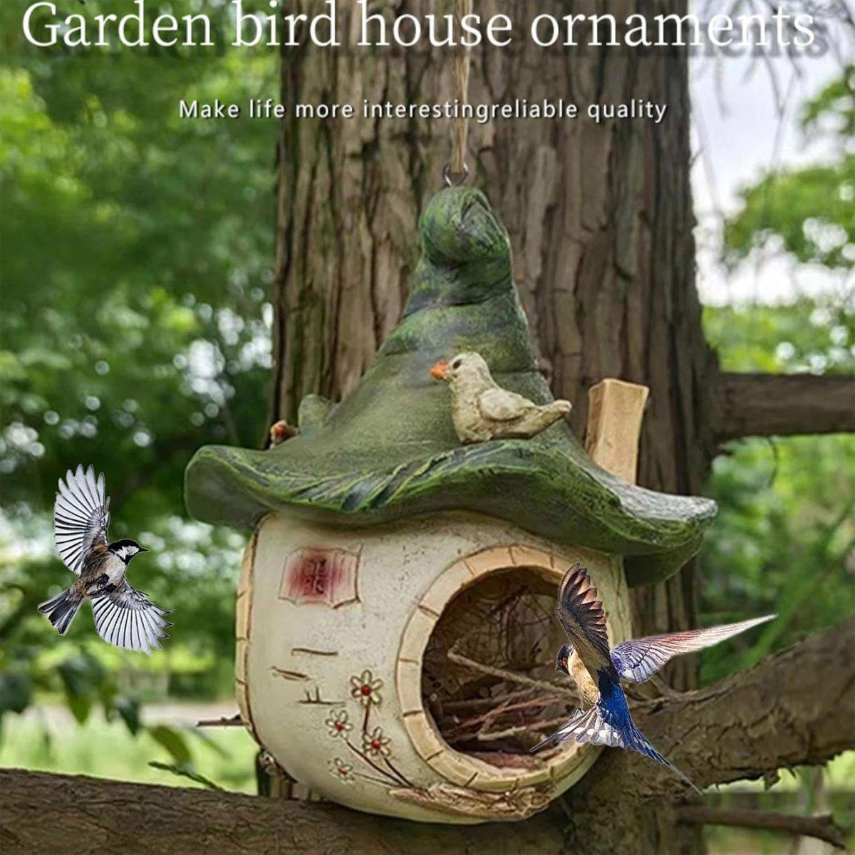 Cartoon Hanging Birdhouse 5.51" Resin Tree Design for Garden Patio Decor - SuperSaverAU - view 4