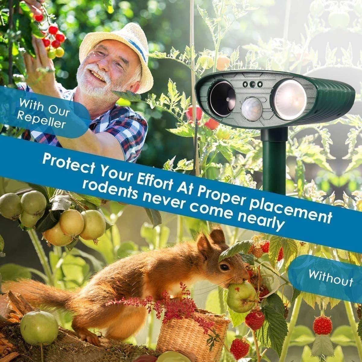 Premium Solar Ultrasonic Animal Repeller with PIR Sensor & LED Flash