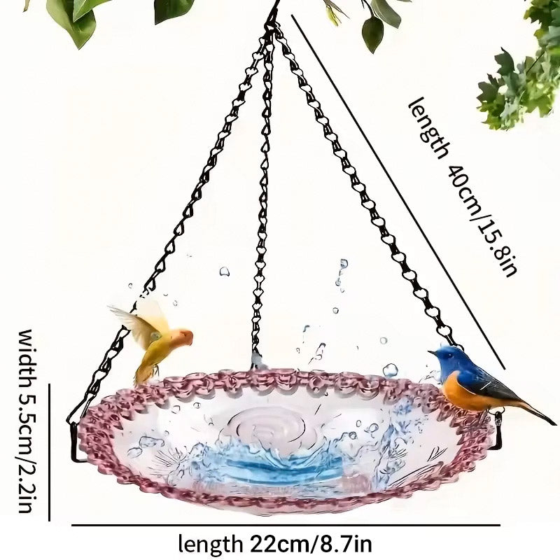 Premium Hanging Glass Bird Bath and Feeder – Blue