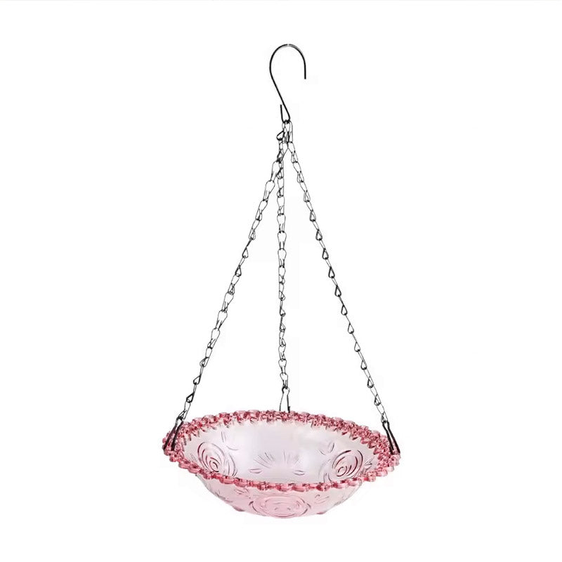 Premium Hanging Glass Bird Bath and Feeder – Blue