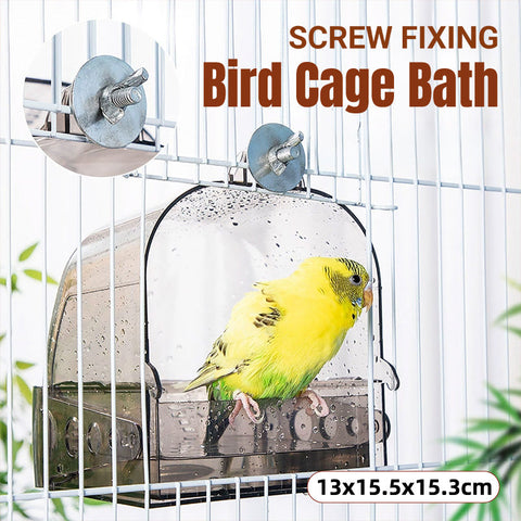 Premium Grey Transparent Parrot Bird Bath Box with Pull-Out Drawer