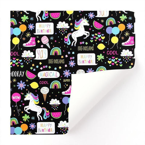 Premium Cartoon Gift Wrapping Paper – Unicorns 20 Sheets
