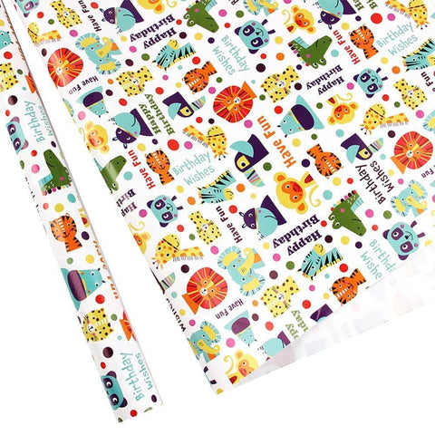 Premium Cartoon Gift Wrapping Paper – Lions and Tigers 20 Sheets