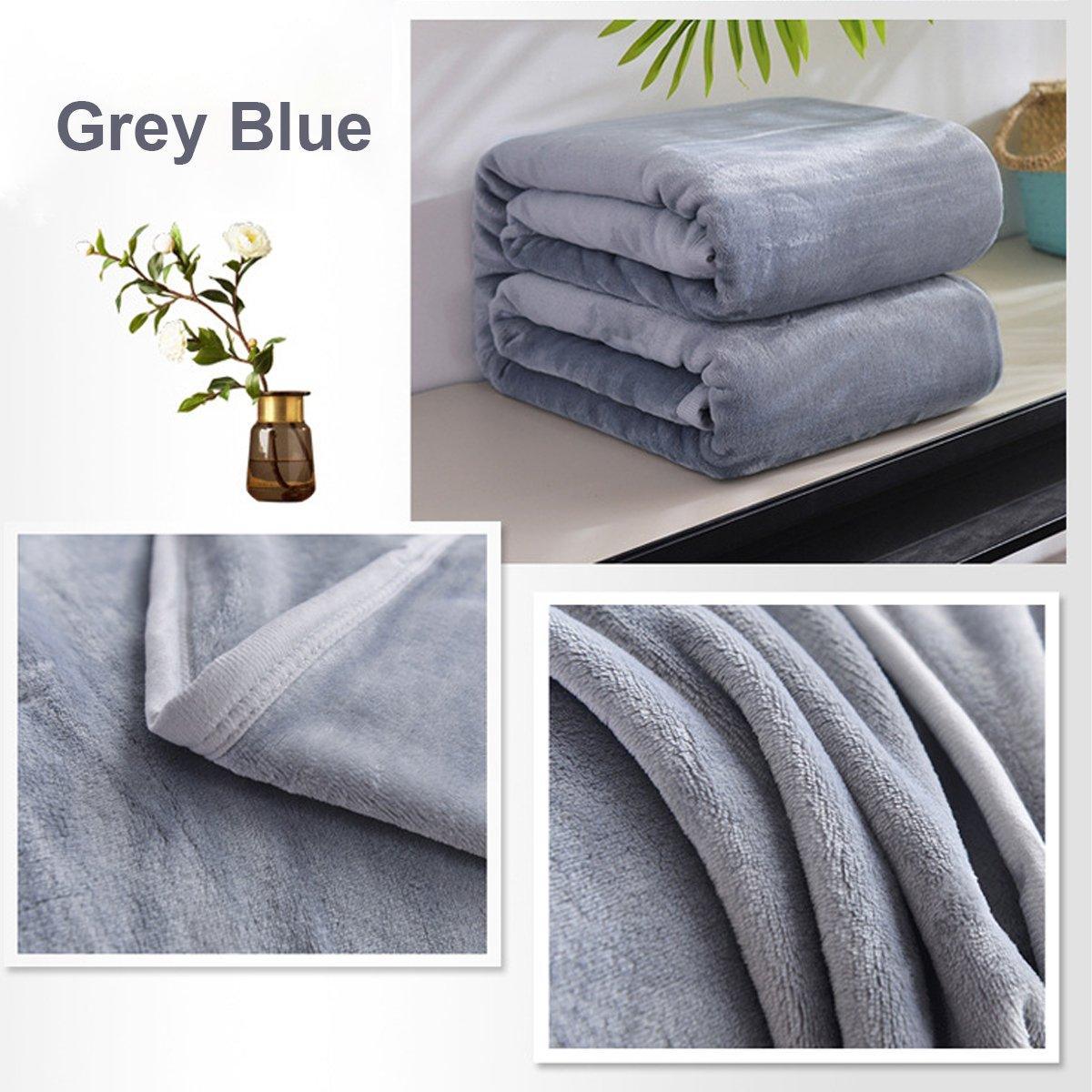 Soft Winter Flannel Blanket for Office Home Lunch Break Warm Cozy Throw Blanket - Grey Blue - SuperSaverAU - view 4