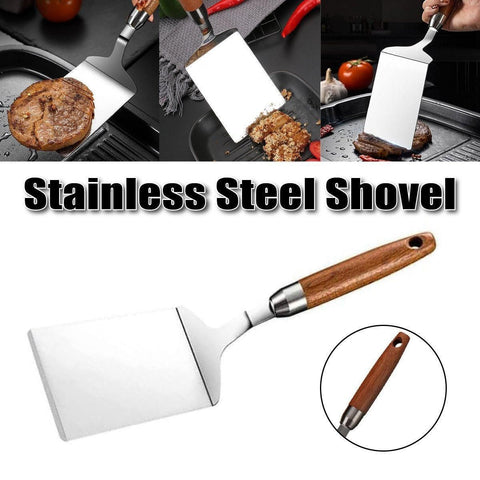 Premium Stainless Steel Teppanyaki Spatula – Wooden Handle