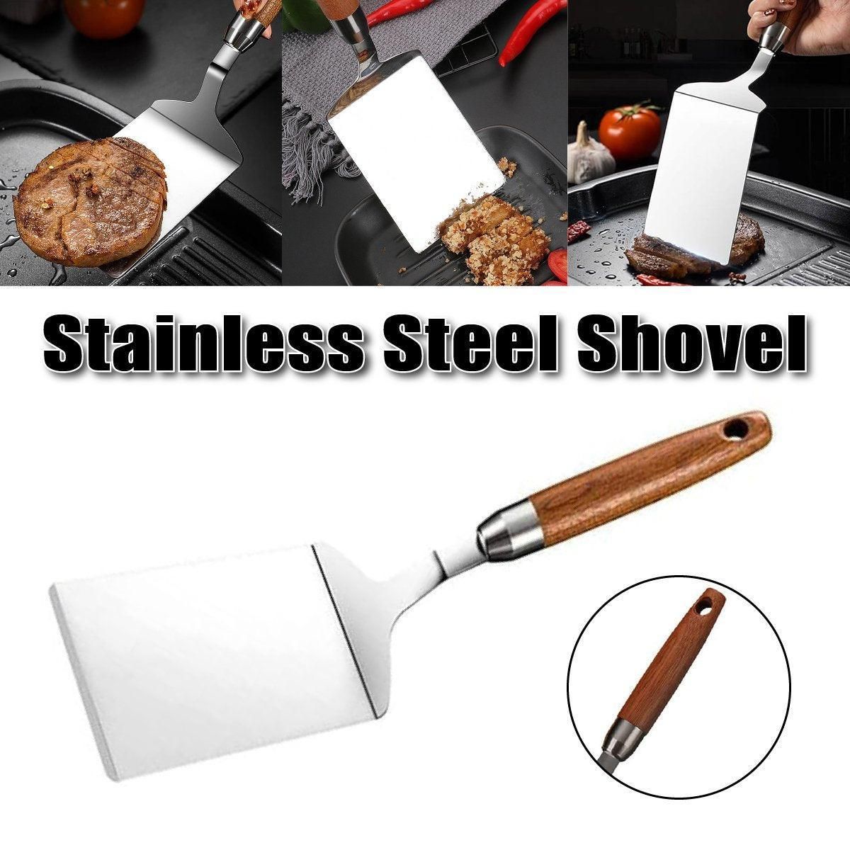 Premium Stainless Steel Teppanyaki Spatula – Wooden Handle
