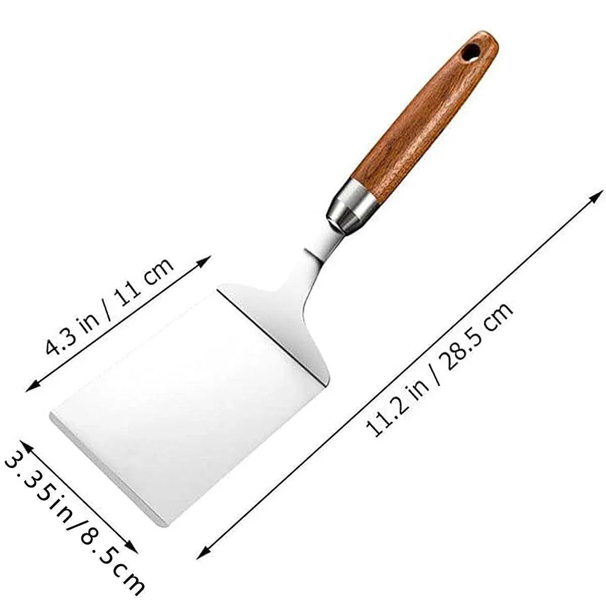 Premium Stainless Steel Teppanyaki Spatula – Wooden Handle