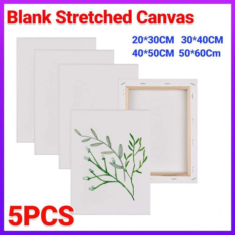 5x Artist Blank Stretched Canvas Canvases Art Large White Range Oil Acrylic Wood - 40*50CM - SuperSaverAU - view 1