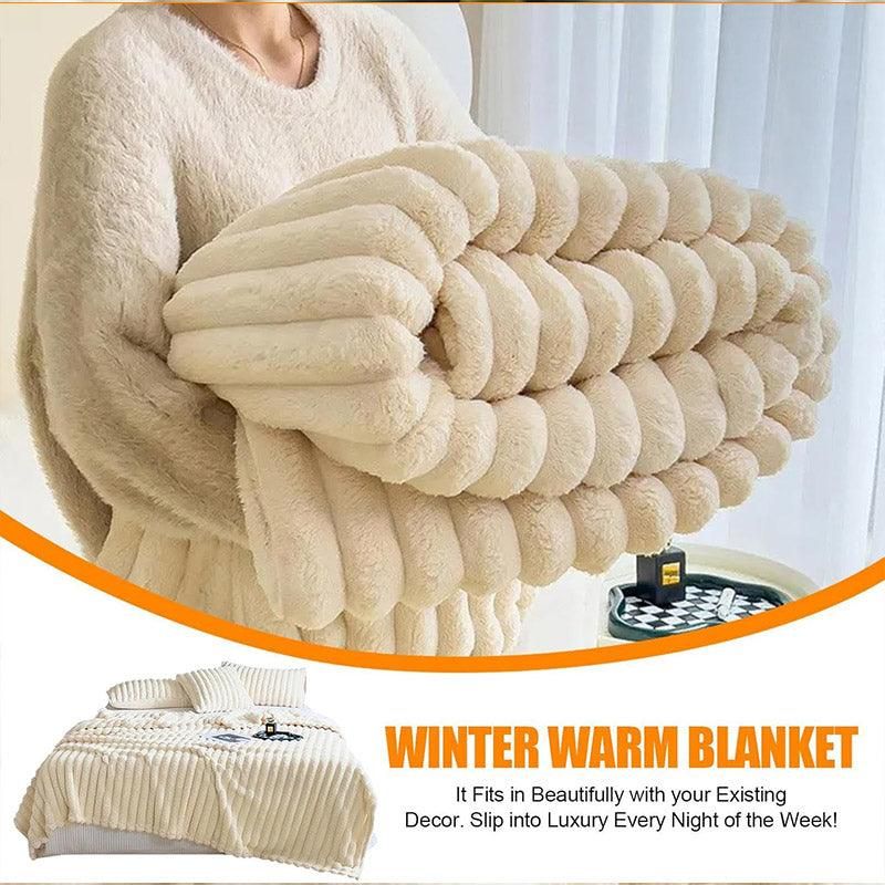 Premium Plush Throw Blanket – Khaki 100 x 150cm, Dual-Sided Texture