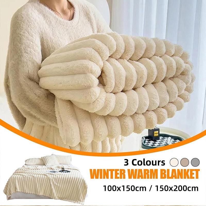 Premium Plush Throw Blanket – Khaki 150 x 200cm, Dual-Sided Texture