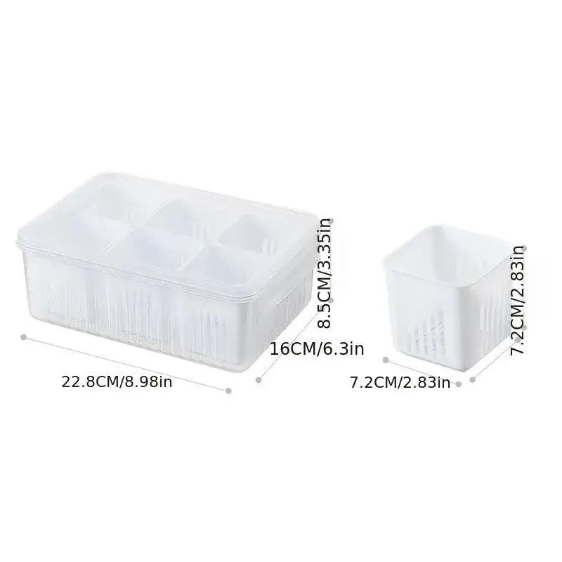 Premium 6-Compartment Vegetable Crisper Box – White with Lid