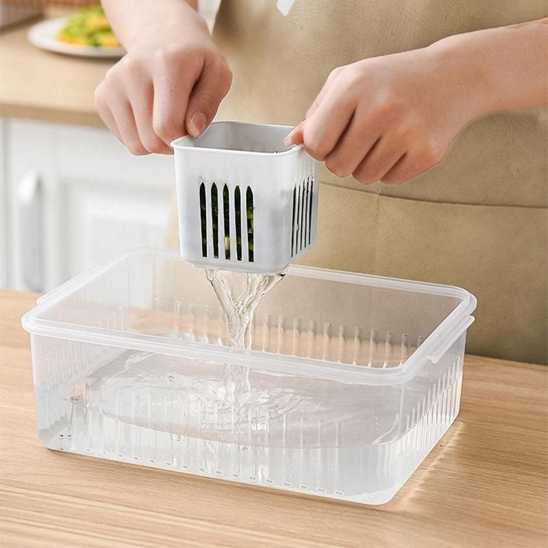 Premium 6-Compartment Vegetable Crisper Box – White with Lid