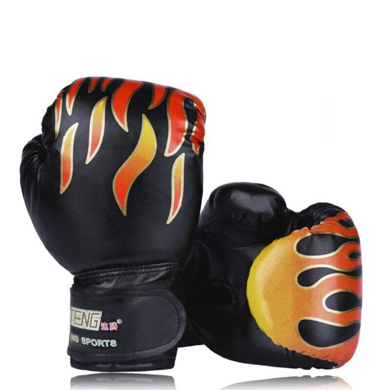 Premium Kids Boxing Sparring Gloves with Ventilated Palm & PU Leather - Red Map Pattern