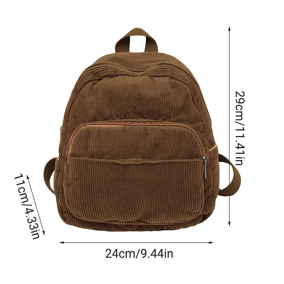 Corduroy Mini Shoulder Bag 24cm x 11cm x 29cm - Stylish & Durable for School - SuperSaverAU - view 3