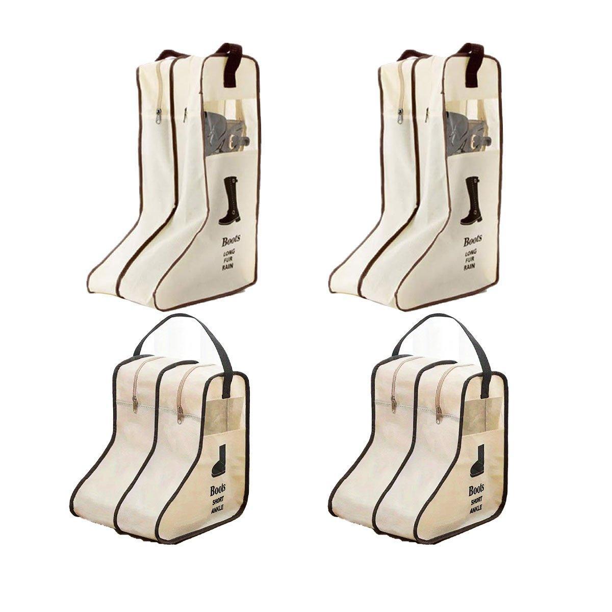 4PCS Beige Travel Shoe Bags - Dustproof Storage for Long and Short Boots - SuperSaverAU - view 2