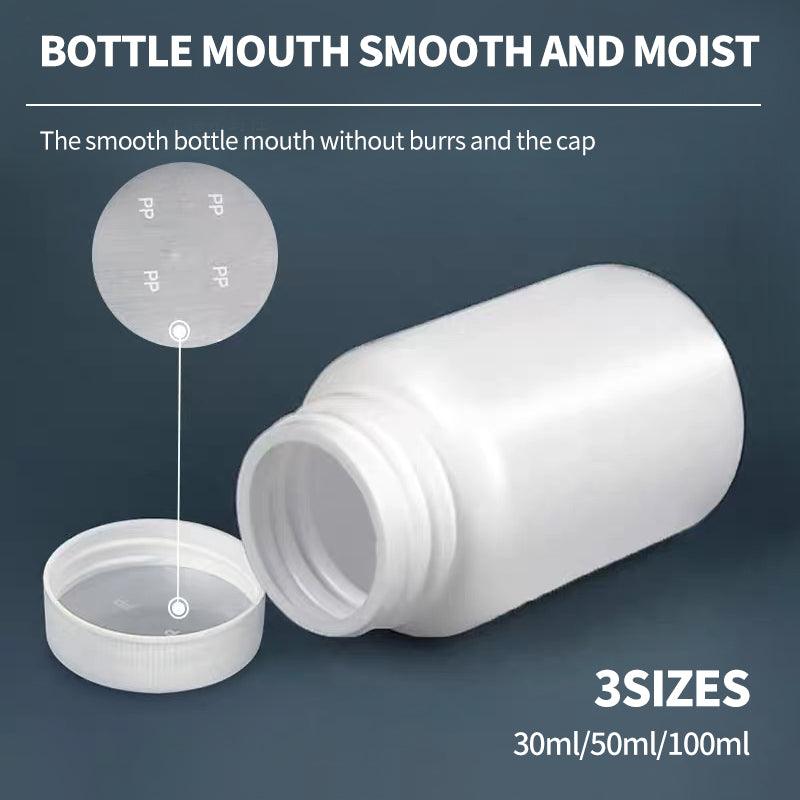 Premium 100pcs 50ml White HDPE Capsule Bottles with Screw Caps and Foil Seals