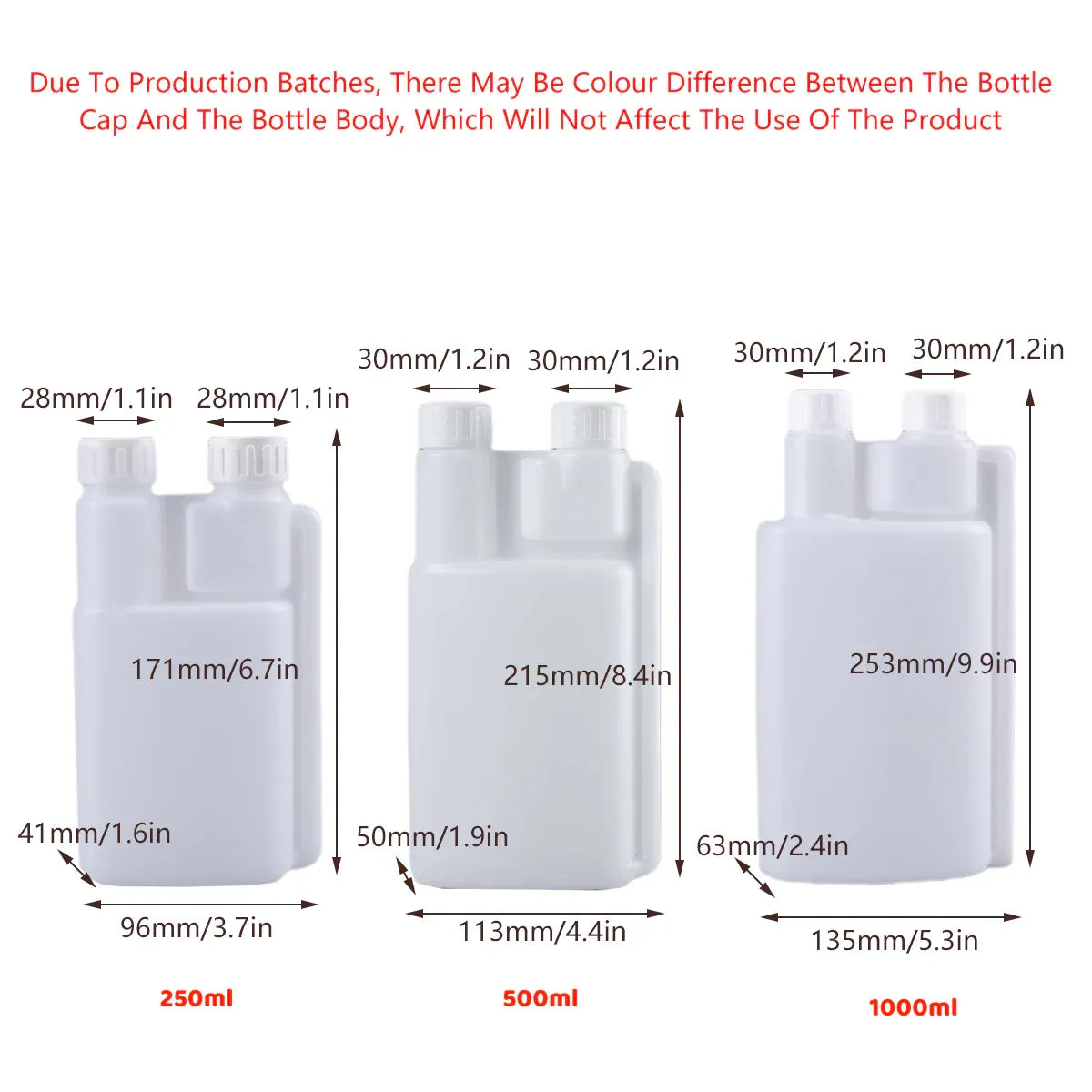 Premium Twin Chamber Chemical Bottle with Tamper Evident Cap - 500ml, 10 Pack