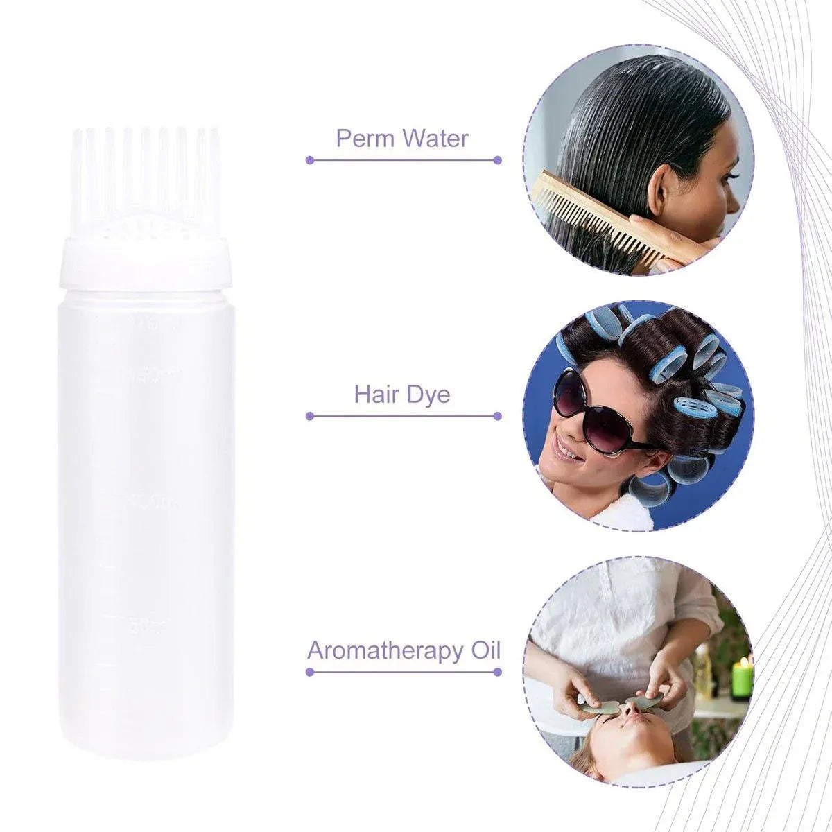 Premium 10pcs 170ml Hair Dye Applicator Bottles with Comb Nozzle and Measurements