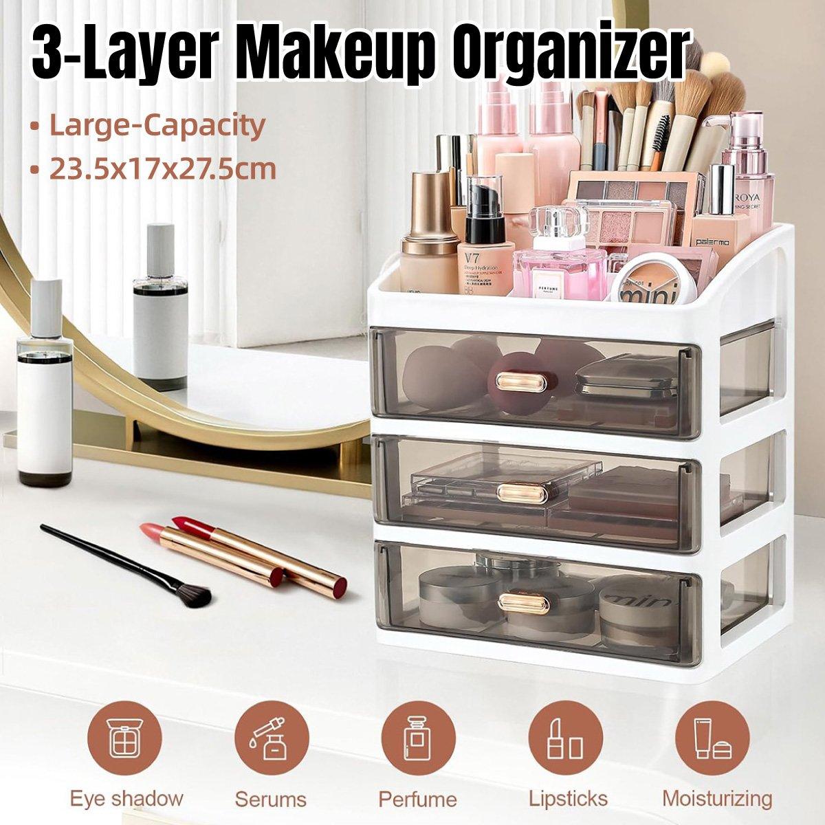 Premium 3-Layer Cosmetic Organiser – with Drawers
