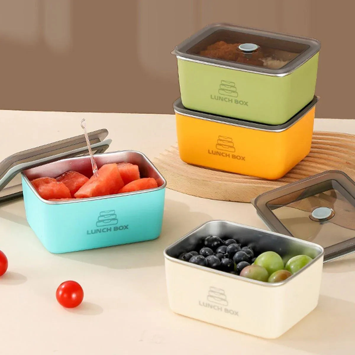 Premium Sealed Stainless Steel Crisper Containers – 4 Piece Set