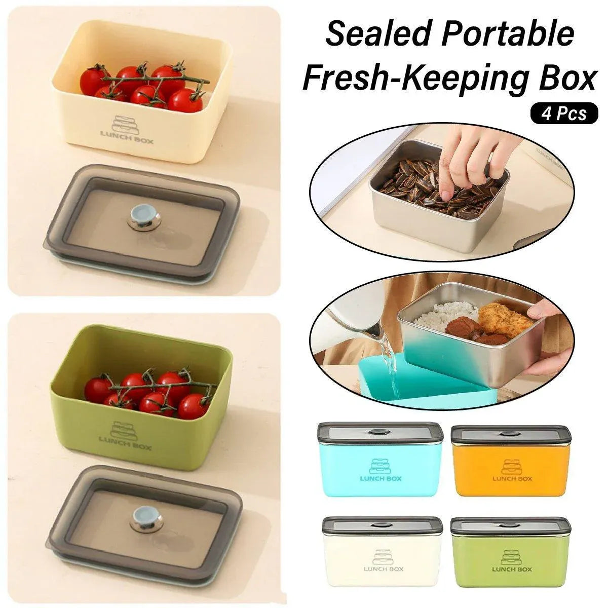 Premium Sealed Stainless Steel Crisper Containers – 4 Piece Set