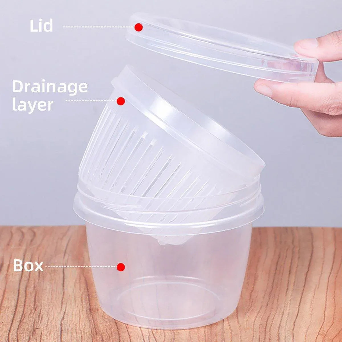 Premium Plastic Storage Containers with Drain Layers – 5 Pack