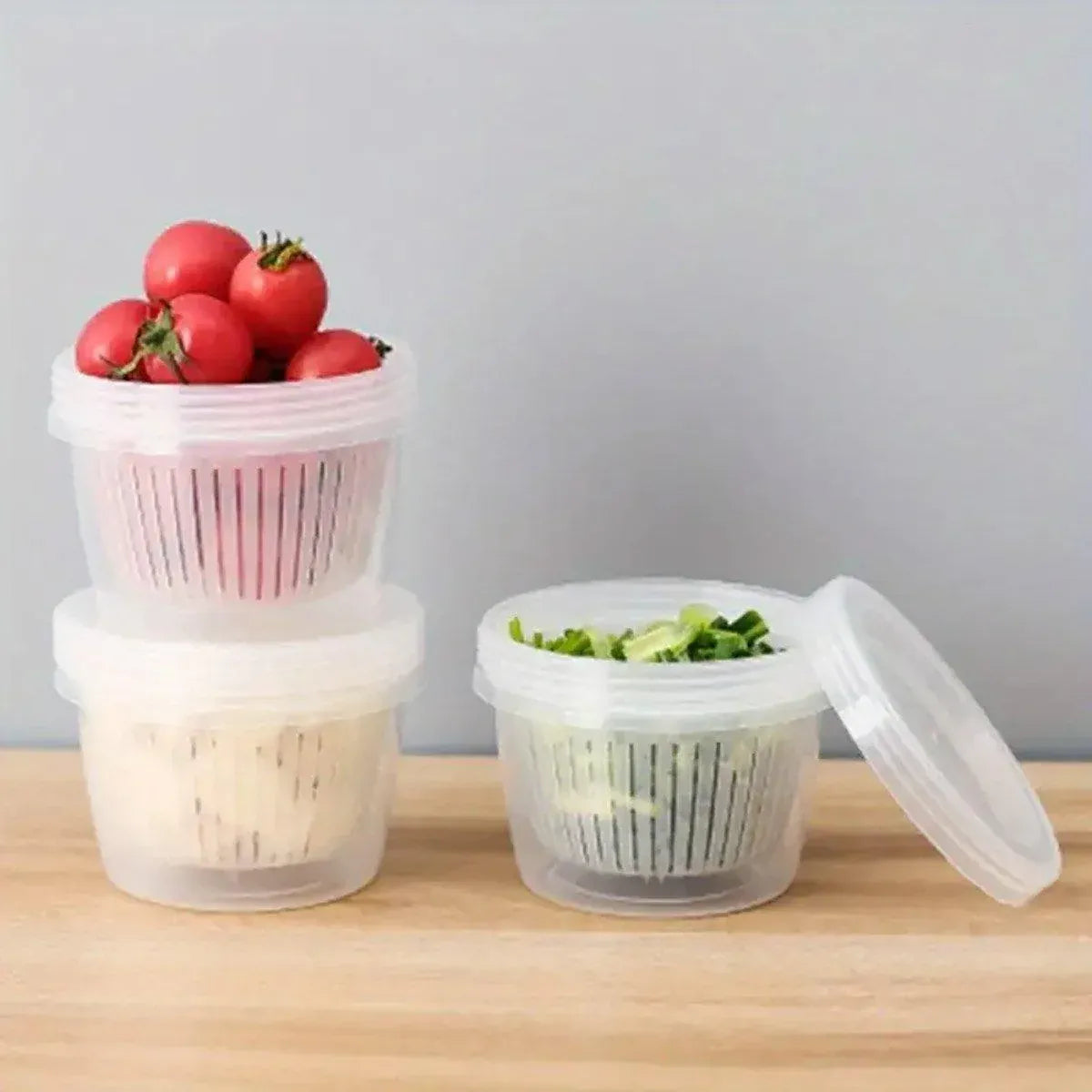 Premium Plastic Storage Containers with Drain Layers – 5 Pack