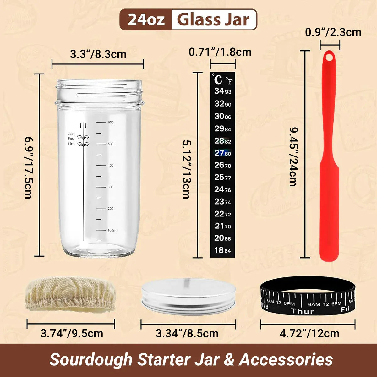 Premium 24oz Glass Fermentation Jar Kit – with Spatula