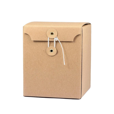 Premium 10 Pack Kraft Corrugated Gift Boxes 8x8x12cm Button String Closure