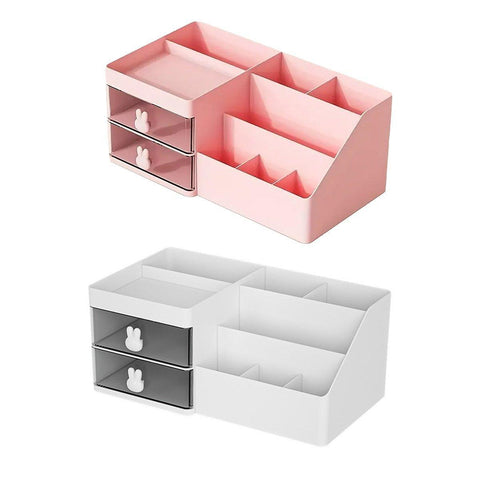 Cartoon Drawer Type Cosmetic Jewelry Storage Box Desktop Student Stationery Box - White - SuperSaverAU - view 1