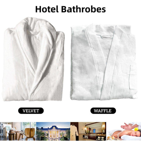 Cotton Kimono Collar Bathrobe - Hotel Quality Thick Fleece Towel - Velvet, 130 cm - SuperSaverAU - view 1