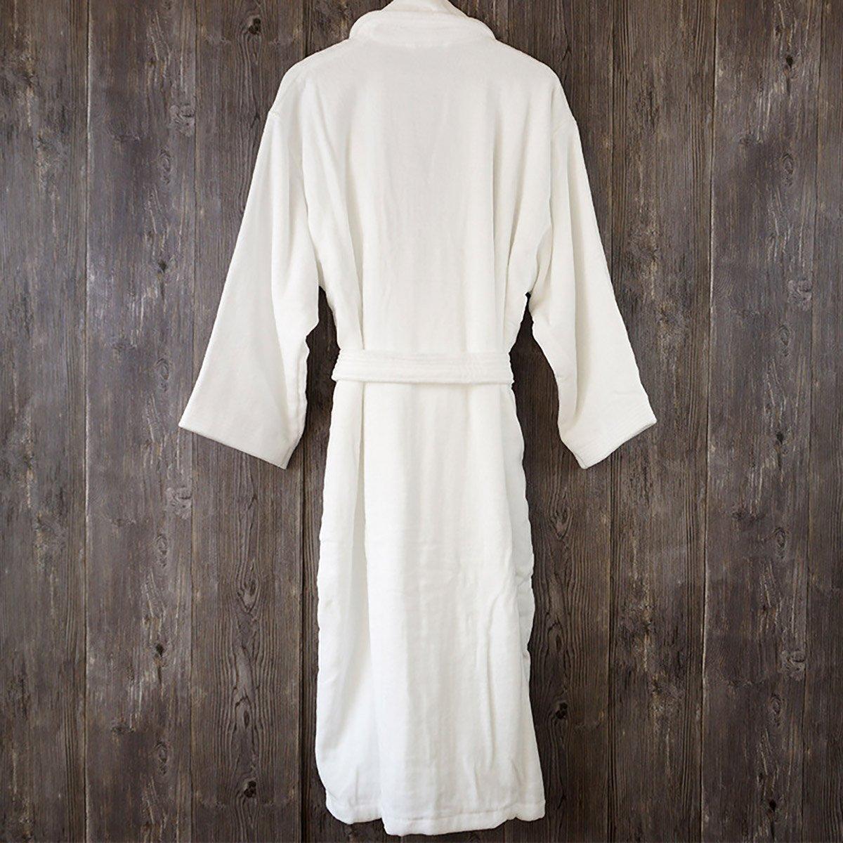 Cotton Kimono Collar Bathrobe - Hotel Quality Thick Fleece Towel - Velvet, 130 cm - SuperSaverAU - view 5