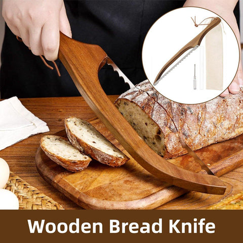 Premium Wooden Bread Cutter Saw – 40cm Serrated Stainless Steel Blade
