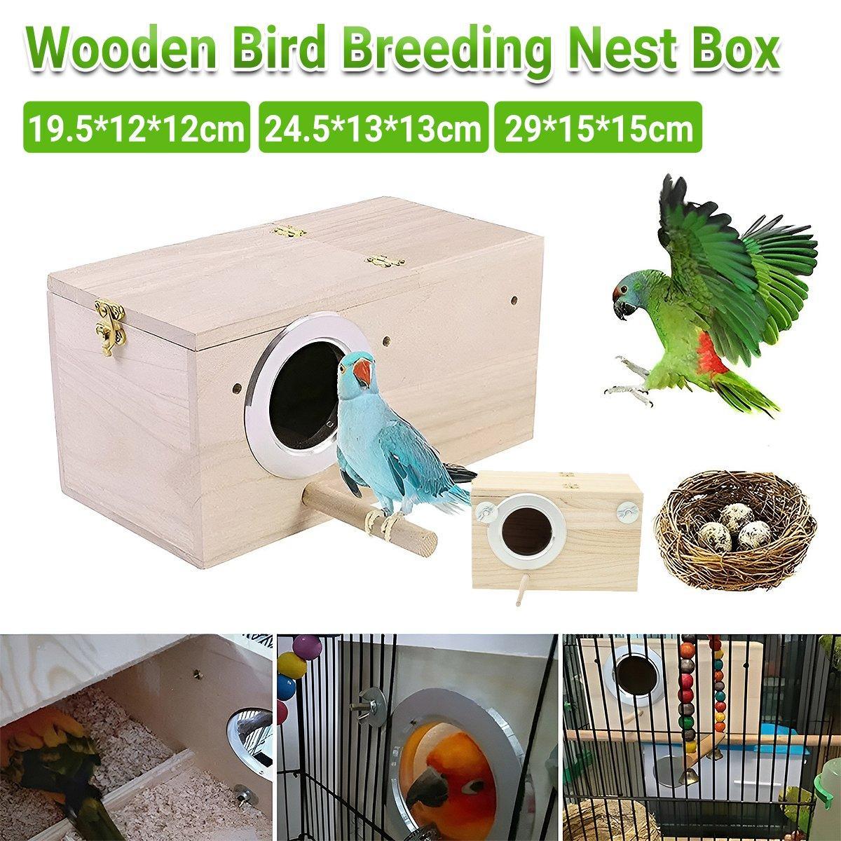 Premium Wooden Bird Breeding Nest Box - Small 19.5 x 12 x 12cm