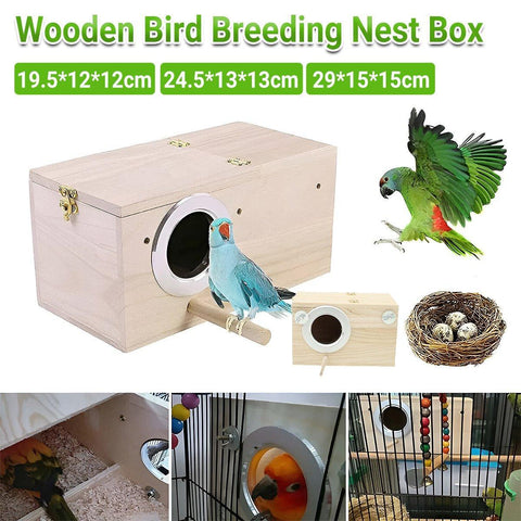 Premium Wooden Bird Breeding Nest Box - Small 19.5 x 12 x 12cm