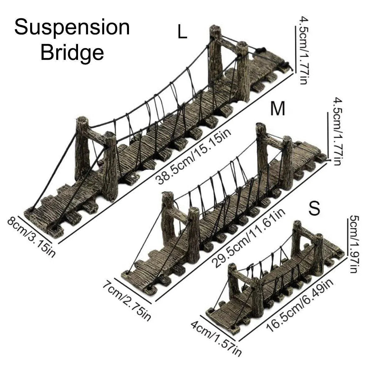 Premium Resin Suspension Bridge Aquarium Decoration - Medium