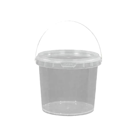 Premium Transparent Round Plastic Buckets with Lids – 1000ml, 20 Pack