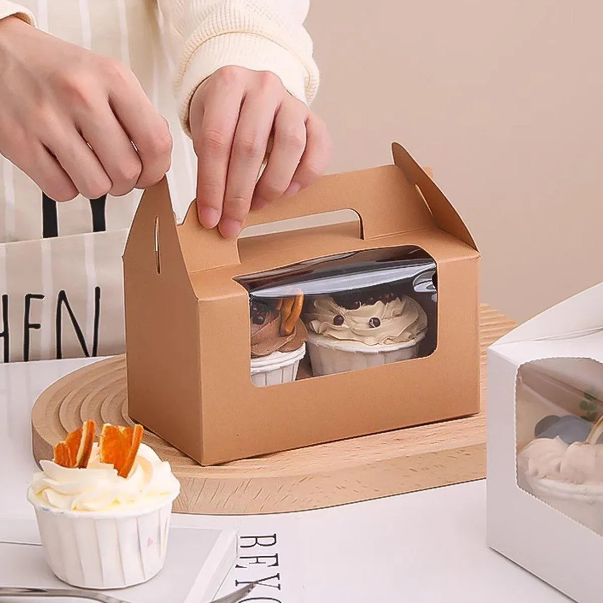 Premium 2 Cup Cupcake Boxes – Blue 25 Pack with Window & Handle