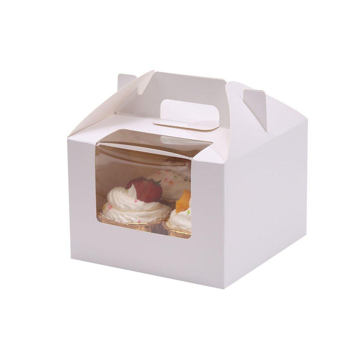 25pcs Portable Cupcake Packaging Box with Transparent Window for Easy Opening - Pink-4Cup - SuperSaverAU - view 6