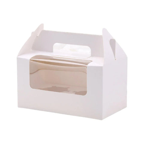 Premium 2 Cup Cupcake Boxes – White 25 Pack with Window & Handle
